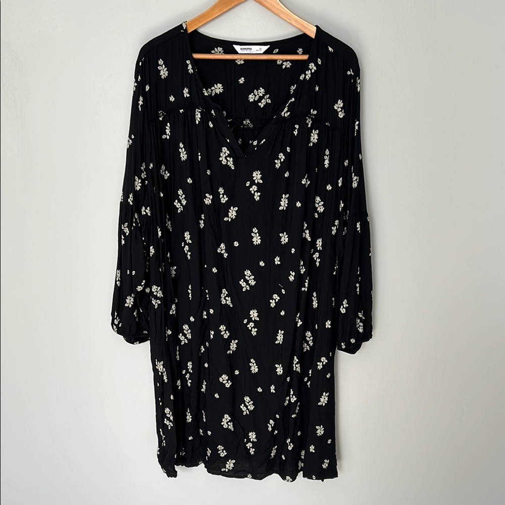 Sonoma Black and Cream Floral Women's Dress